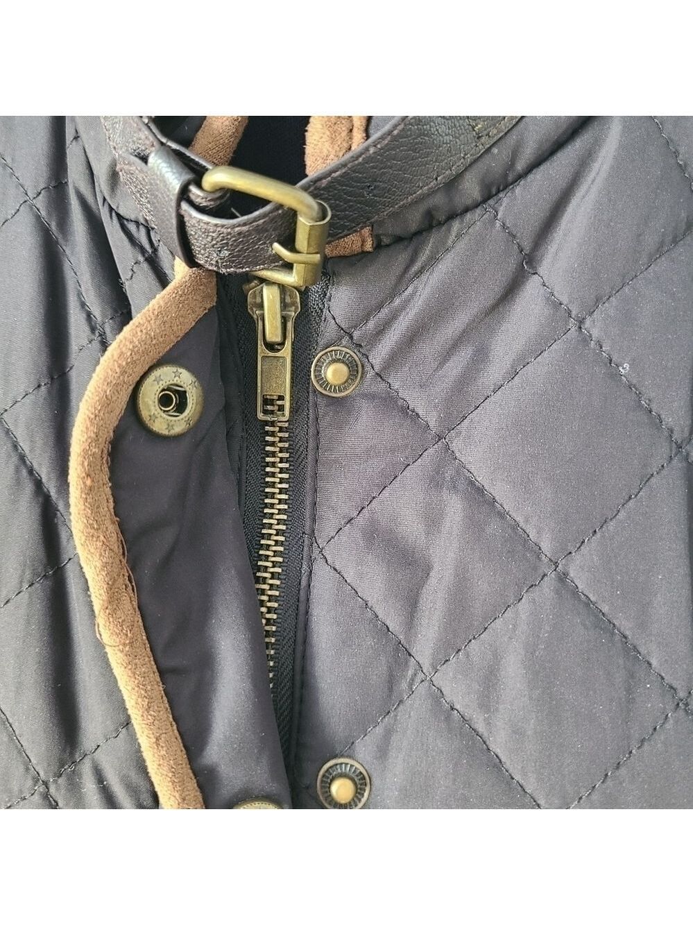 U2B Quilted Bomber Jacket Black & Brown Full Zip Size Small - Picture 7 of 10